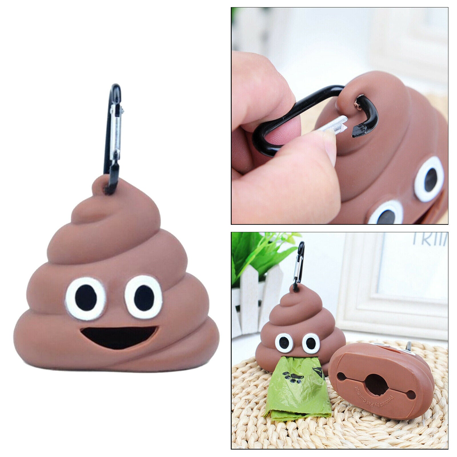 Silicone Pet Waste Bag Dispenser Cute Funny Holder Poo Distributor Carrier