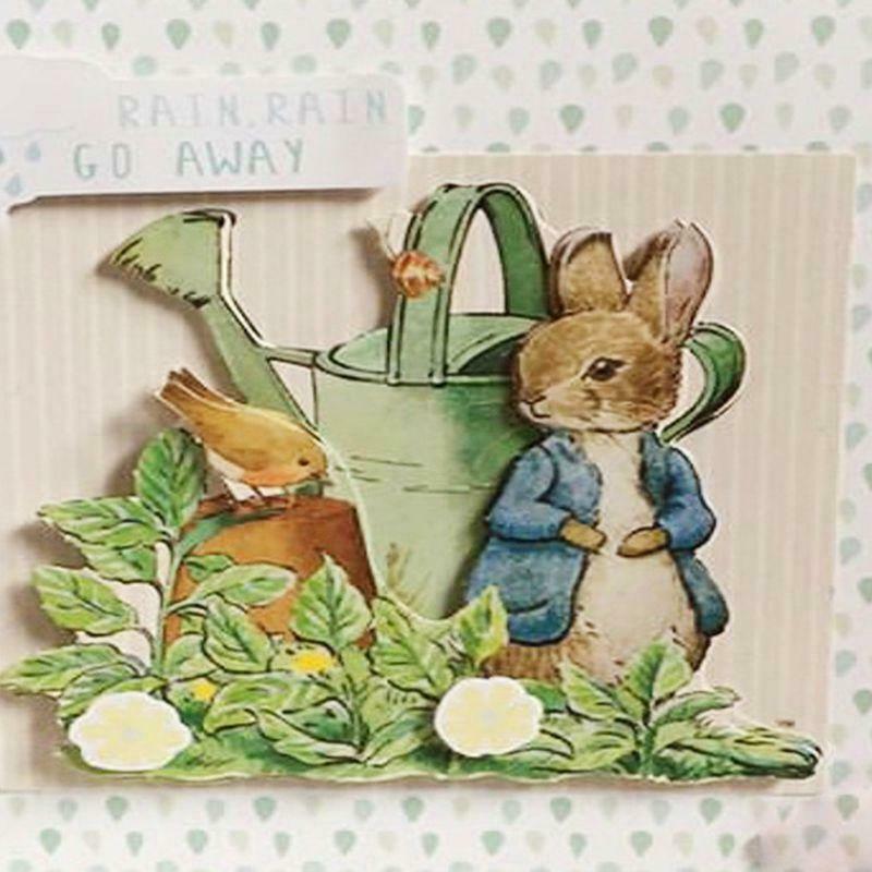 Easter Bunny Watering Flowers Silicone Clear Seal Stamp DIY Scrapbooking Emboss