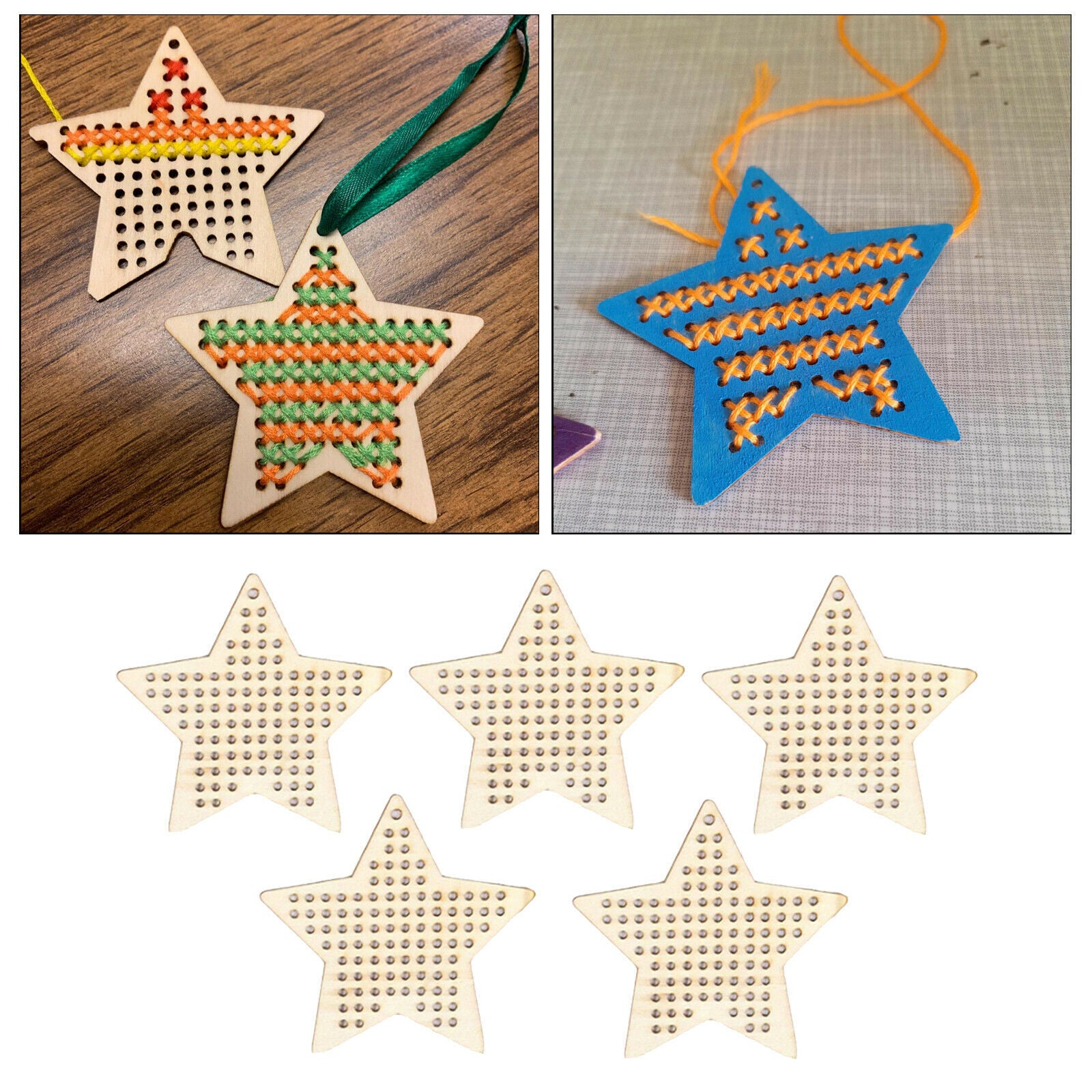 5x Multi-holes Cross Stitch Pendant Blank for Crafts DIY Counted Embroidery