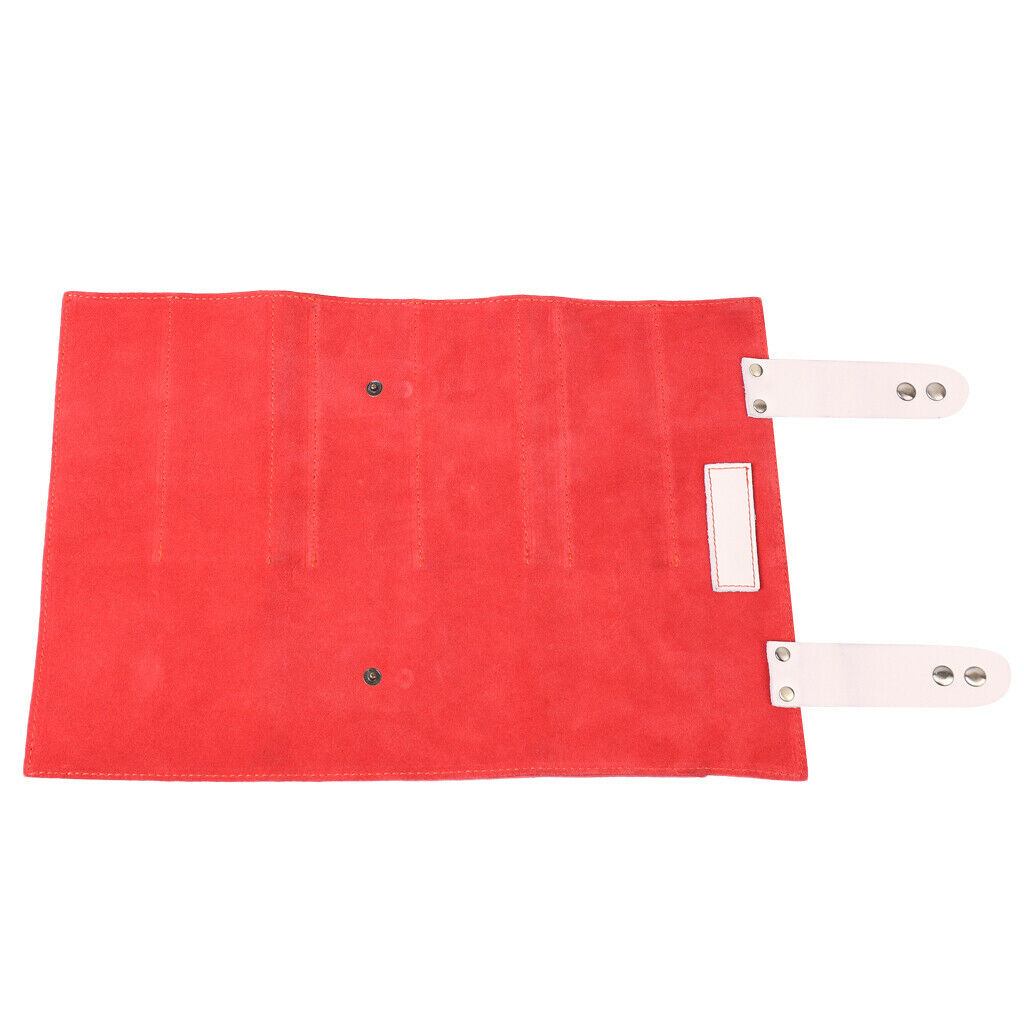 Leather Barber Hairdressing Tools Holder Pouch Scissors Shears Case Bag Red