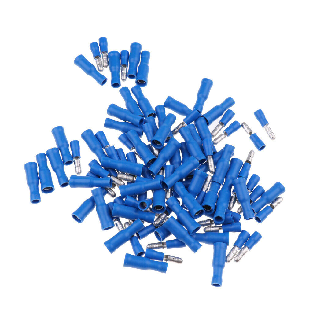 100 Pieces 16-14Gauge Insulated Wire Terminals Wire Crimp Connector Blue