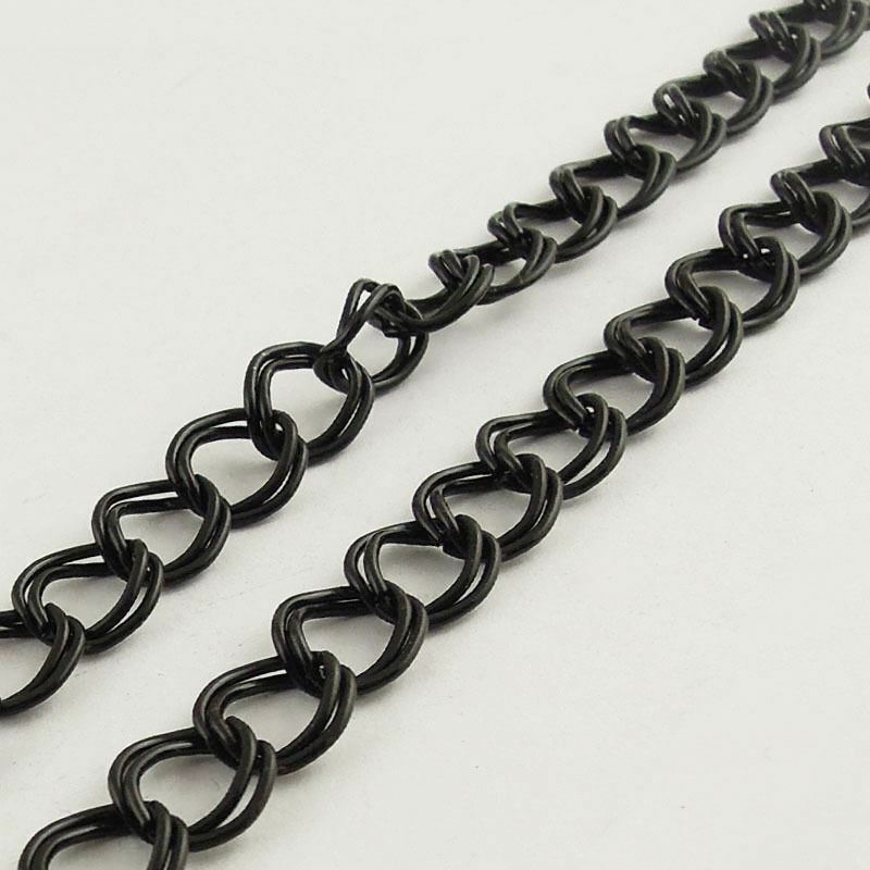 1 Meter Black Tone Metal Double Circle Link Cable Chain Necklace Jewelry Making