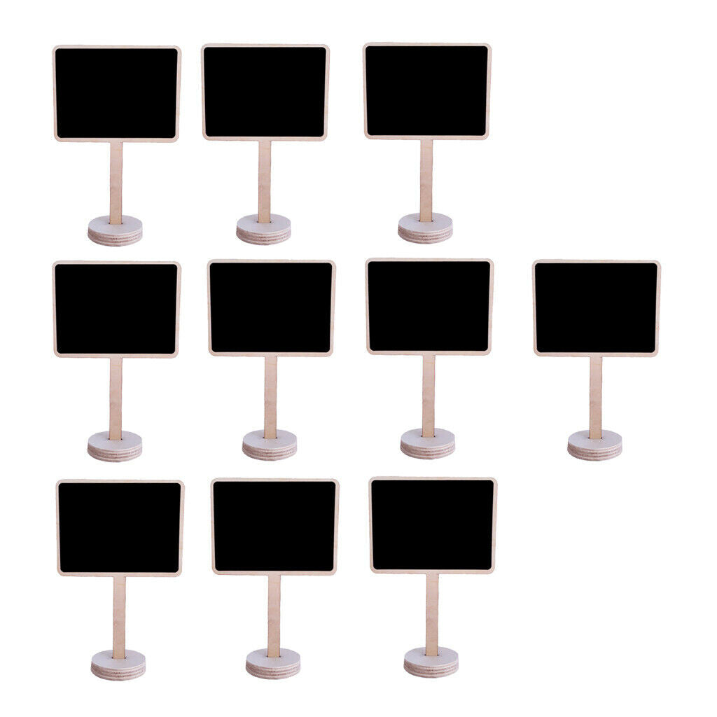 10 Pieces Rectangle Wood Blackboards Message Number Tag Place Card Holder Wooden