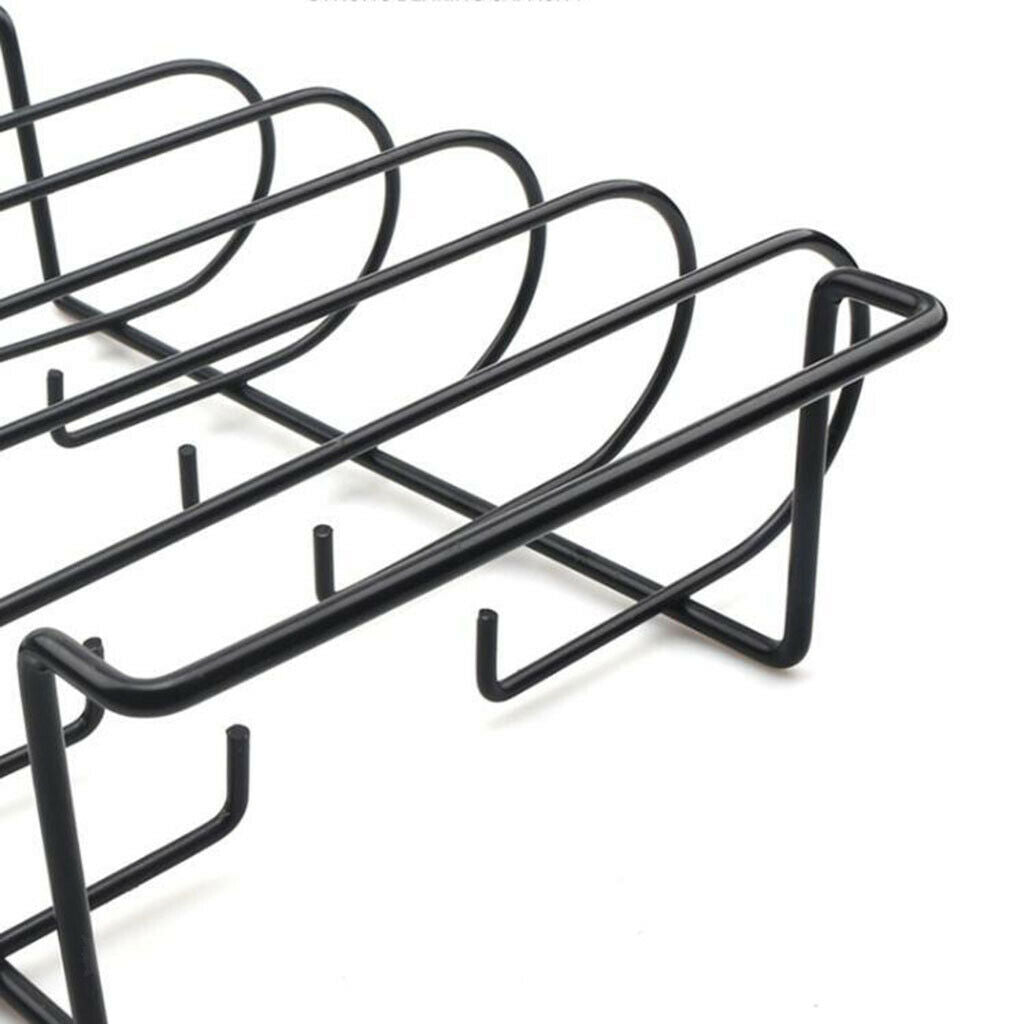 Iron Non-Stick Rib Shelf Holds 4 Ribs for Grilling Barbecuing Chicken Beef
