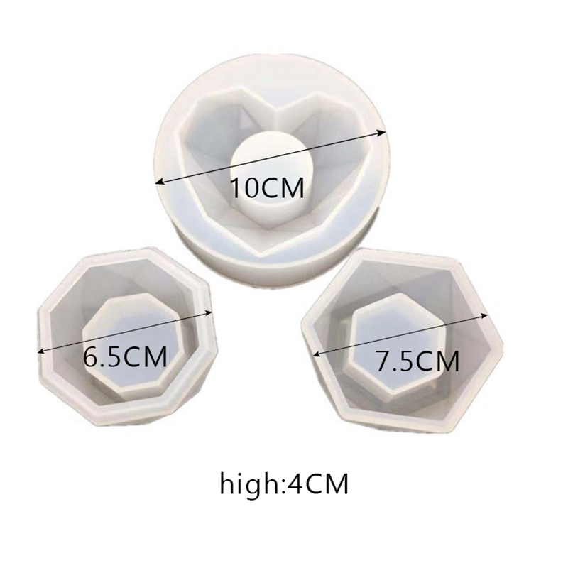 3pcs Geometric Diamond Shaped Surface Succulent Plant Flower Pot Silicone M JY
