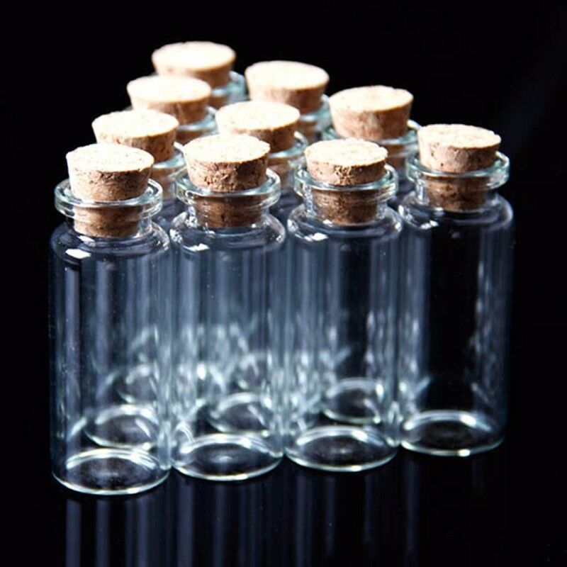 10pcs Empty Clear Glass Bottles 7ml Vials with Corks Sample Jars For Pendant DIY