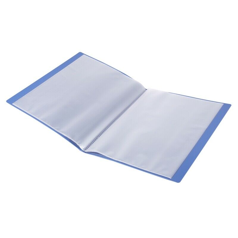 Blue Plastic Cover A4 Clear Book File with 20 Clear Pockets Y8Z9