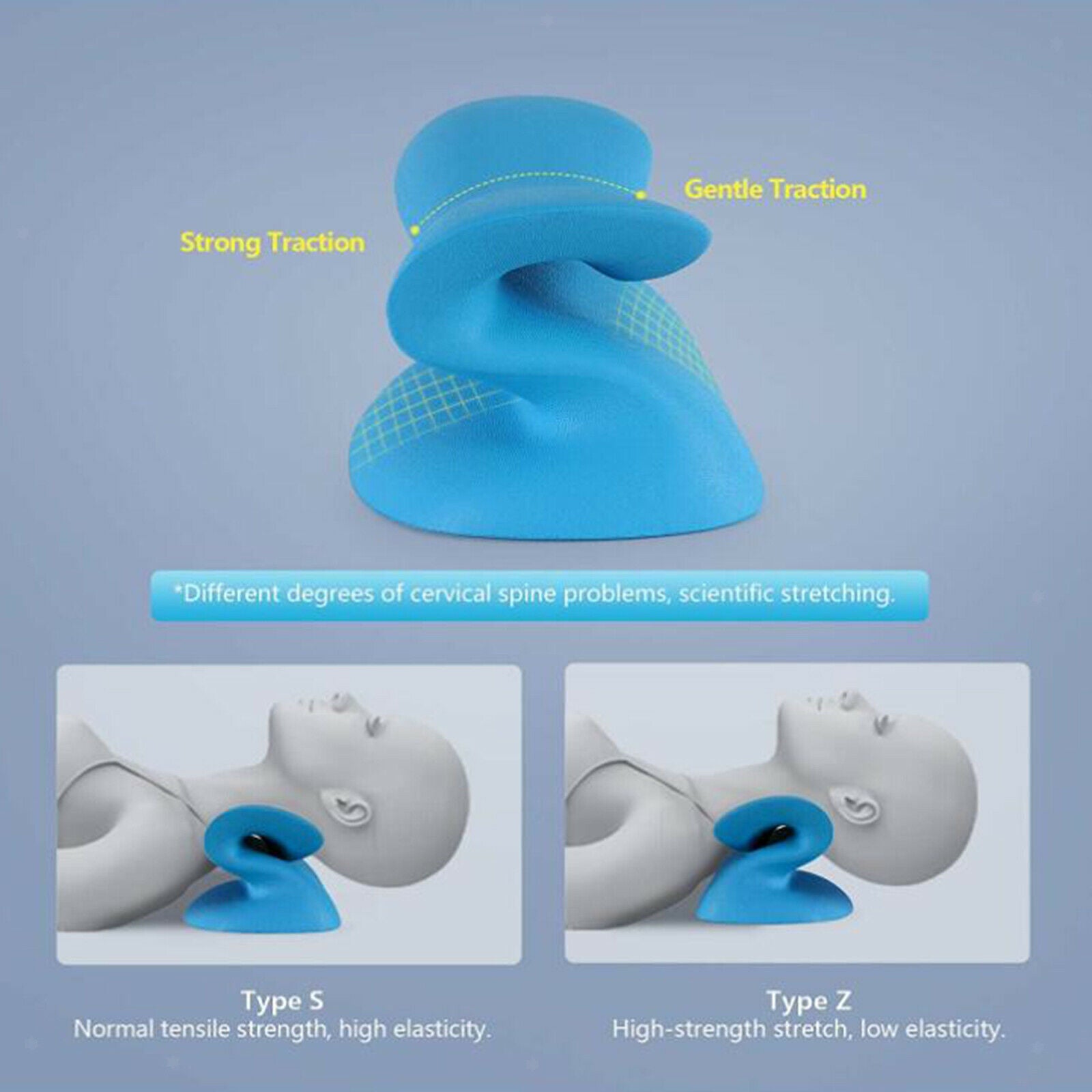 S-shaped Ergonomic Pain Ease Cervical Traction Device Pillow Neck Stretcher