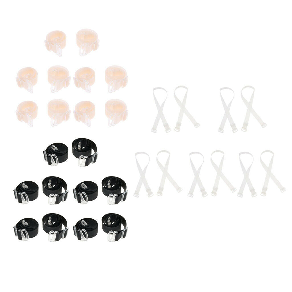 15Pairs Womens Adjustable Elastic Replacement Bra Shoulder Straps Metal Hook