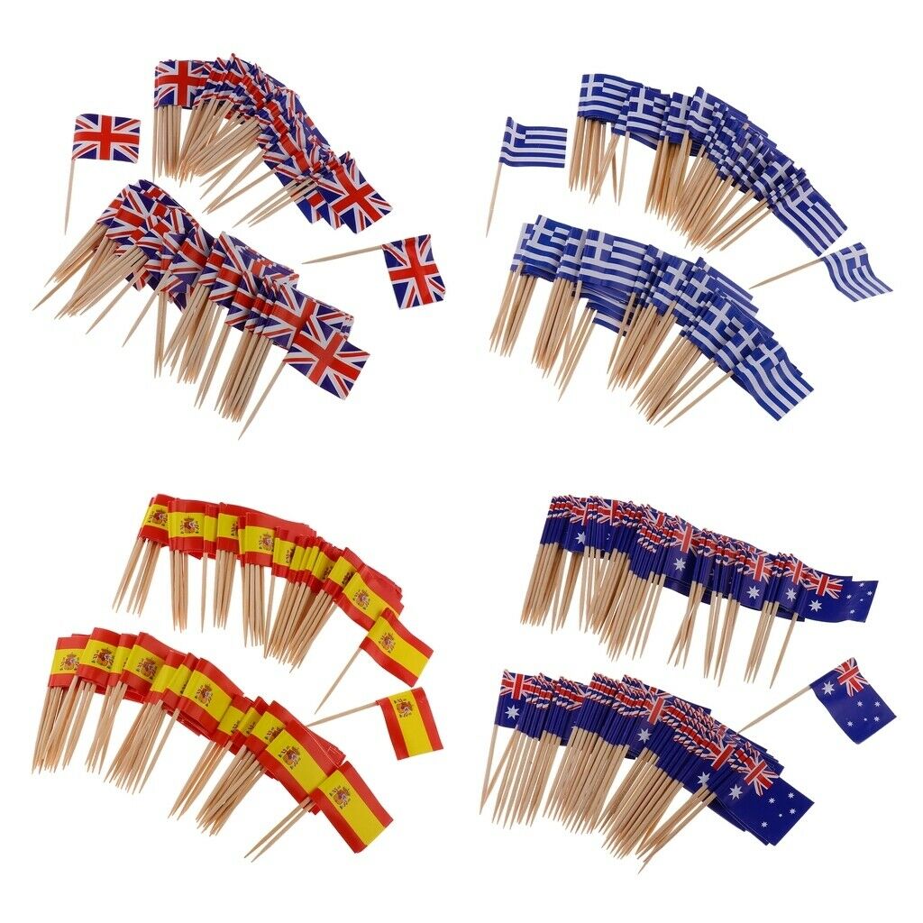 400 Pcs Cupcake Toppers Flag, Country Toothpick Flag, Small Mini Stick Flags