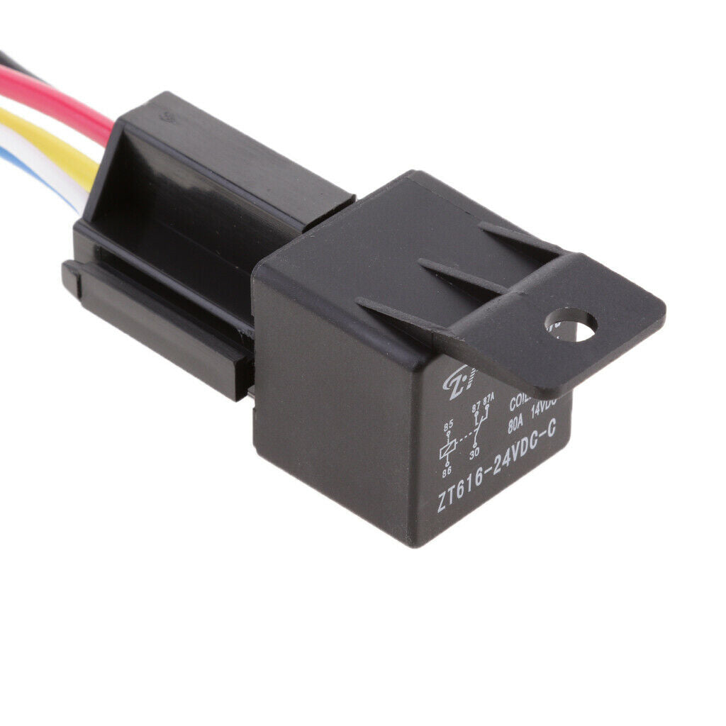 3 Sets DC 24Volt 80 Amp SPST Automotive 5Pins Relay 5 Wires Harness Sockets