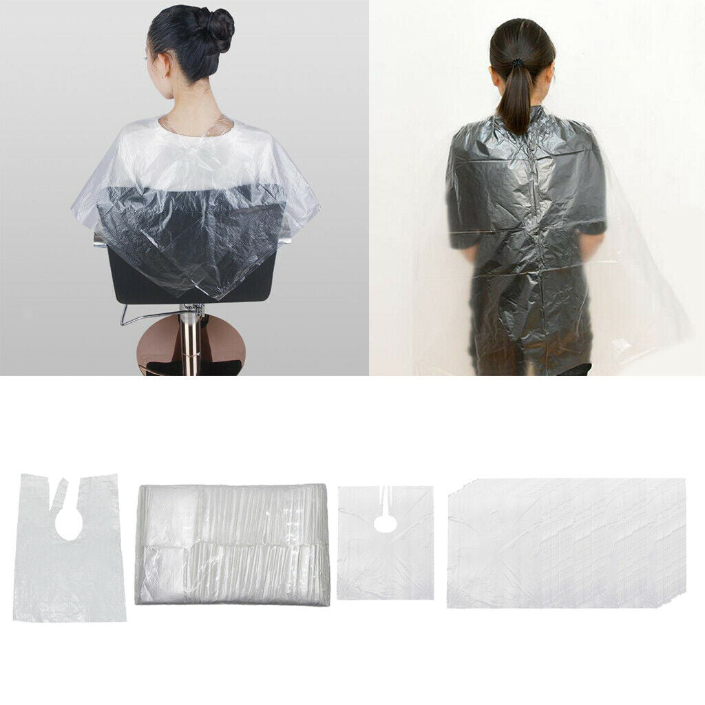 300pcs Disposable Hair Cutting Cape Gown Clear Barber Capes Cloth Apron