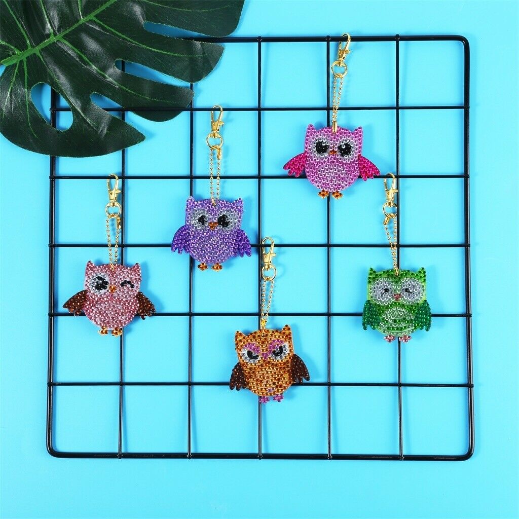 5x Keychain with Rhinestone Owl Pendant Gift for Women