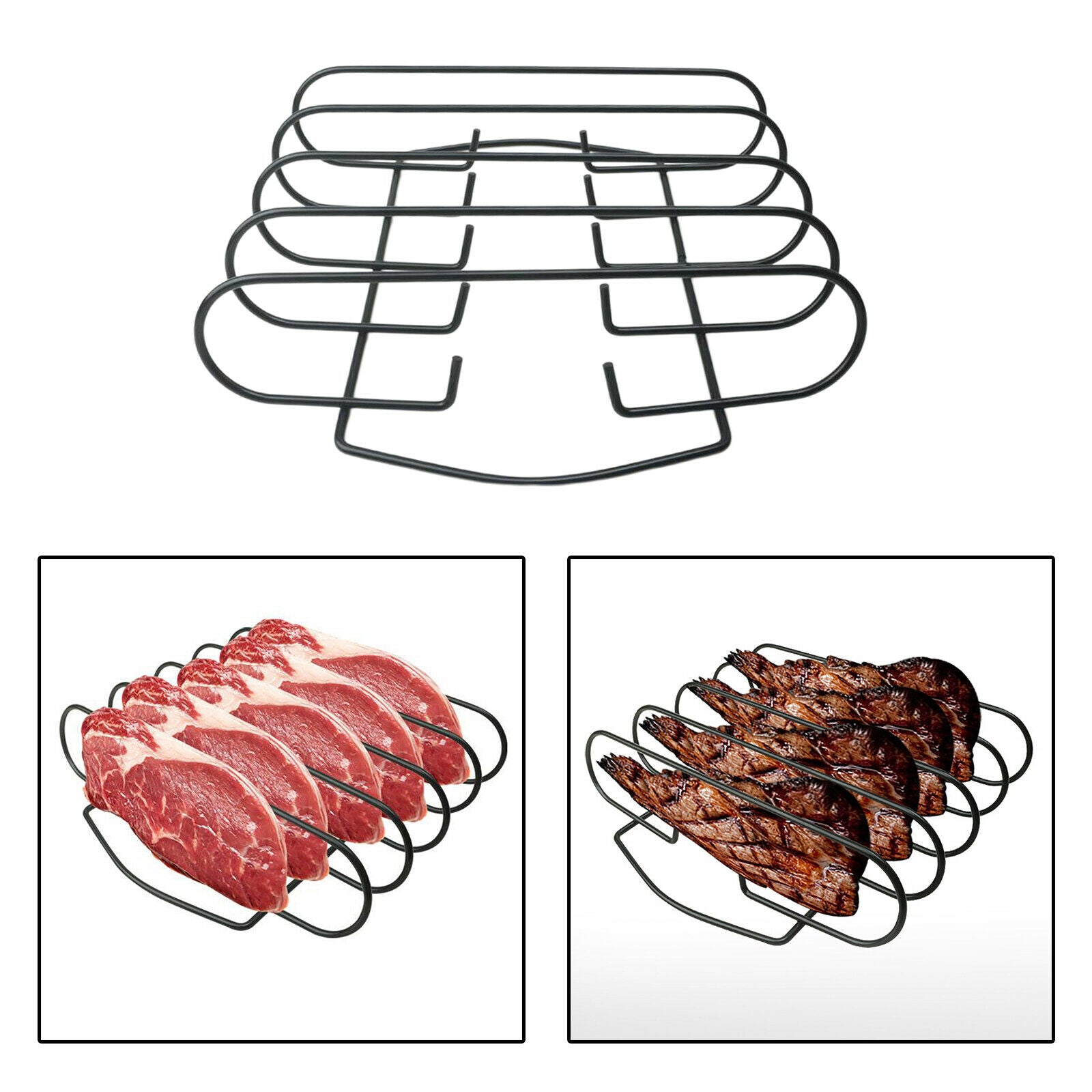 Iron BBQ Rib Rack Non-stick Steak Rack Roast Grill for Charcoal Stove