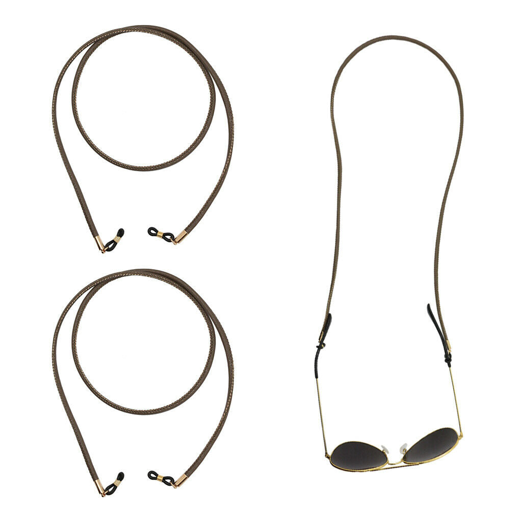 2Pcs PU Leather Cord for Eyeglasses, Reading Glasses, Sunglasses Glasses Strap