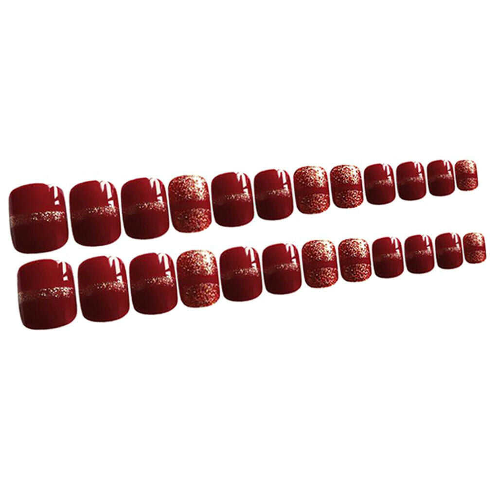 Lot 24 Natural Beauty Artificial Nails Art Tips Sets Full Cover Nails for Daily