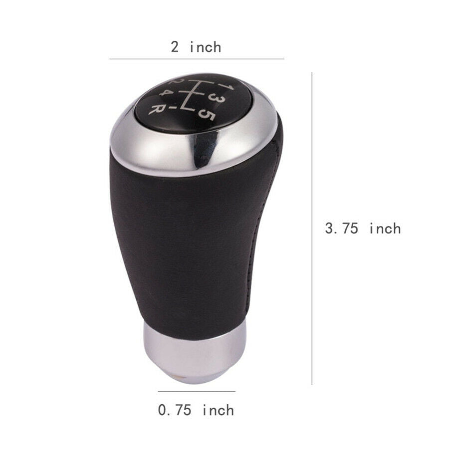 Black Leather Manual 5 Speed Car Gear Stick Shift Knob Lever Handle Shifter MT
