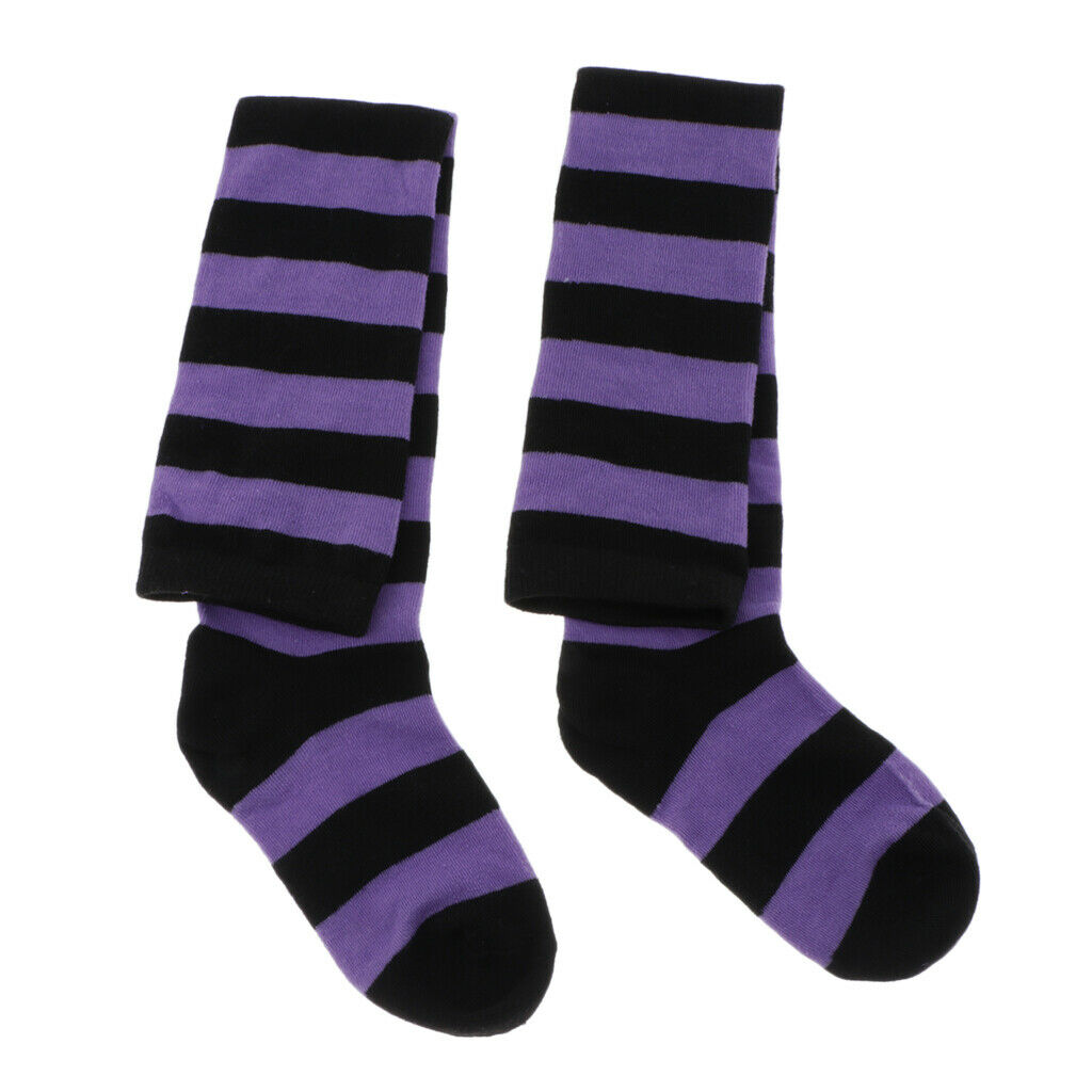 Female Striped Long Thigh High Socks Causal Soft Stockings Fancy Dress Socks