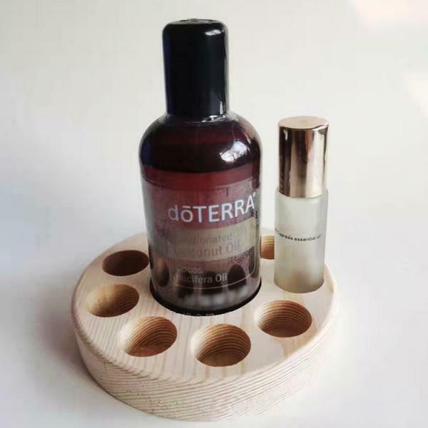 Round Wood Storage Rack Organizer Essential Oil Holder Cosmetic Tray Shelf