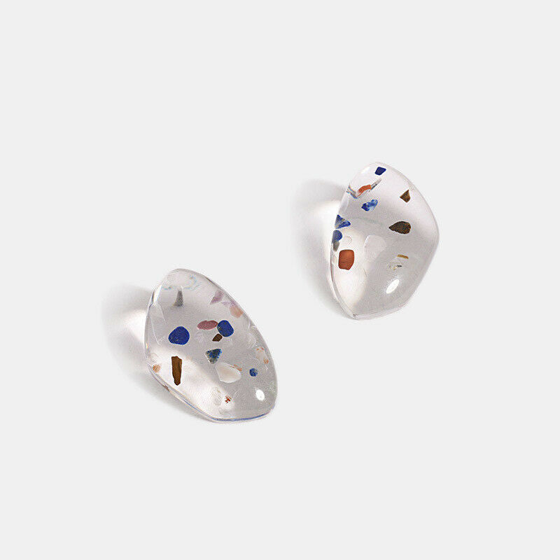 Asymmetric Transparent Acrylic Stone Earrings Bohemian Style Fashion Personal DF