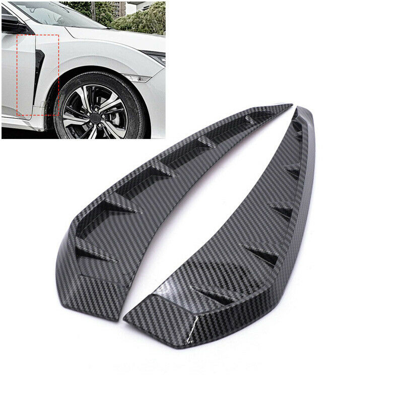 2PCS Car Carbon Fiber Pattern Side Door Fender Vent Air Wing Cover Decorate Trim