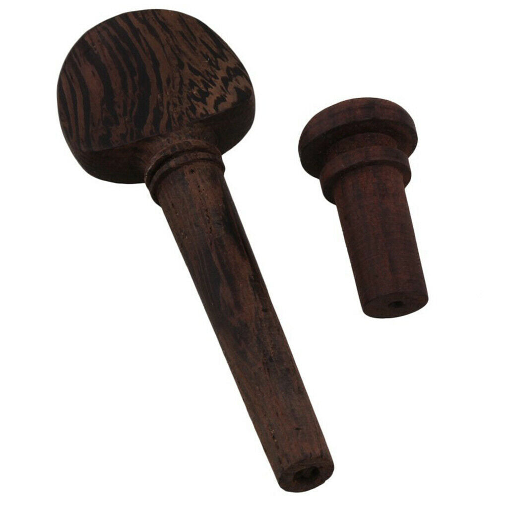 2 Sets Volin Chinrest TailpieceTuning Peg Tuner Endpin Accessories Brown