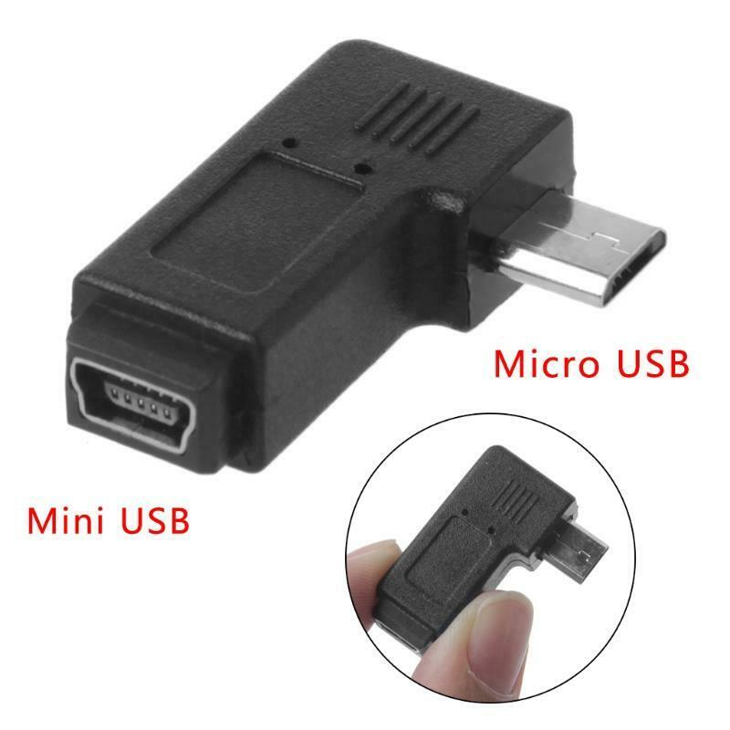 90° Left & Right Angled Mini USB 5Pin Female To Micro USB Male Data Sync Adapter