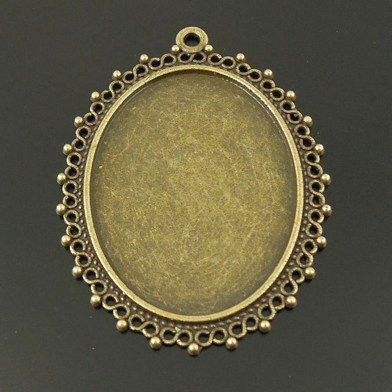 Antiqued Bronze Tone Oval Cameo Setting (Inner:40*30mm) Charm Pendant 10pcs