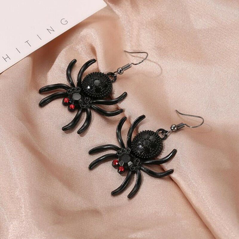 Gothic Halloween Crystal Spider Drop Dangle Earrings Hip Hop Party Jewelry Gi Rf