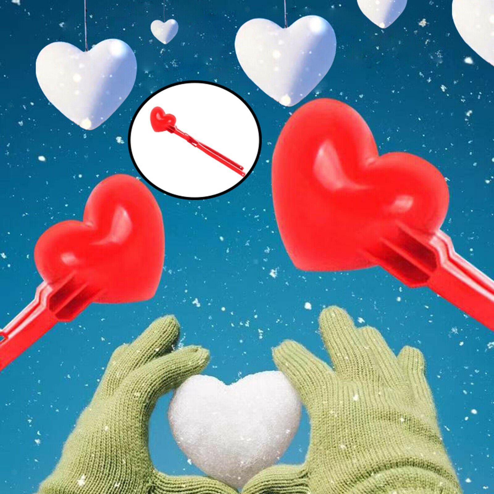 Heart Shaped Snowbal Maker Clips Clamps Kids Child Beach Snow Sand Mold