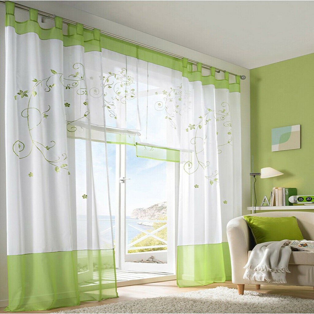 Liftable Roman Curtain Sheer Voile Window Valance Drape #3 Green, 80x120cm