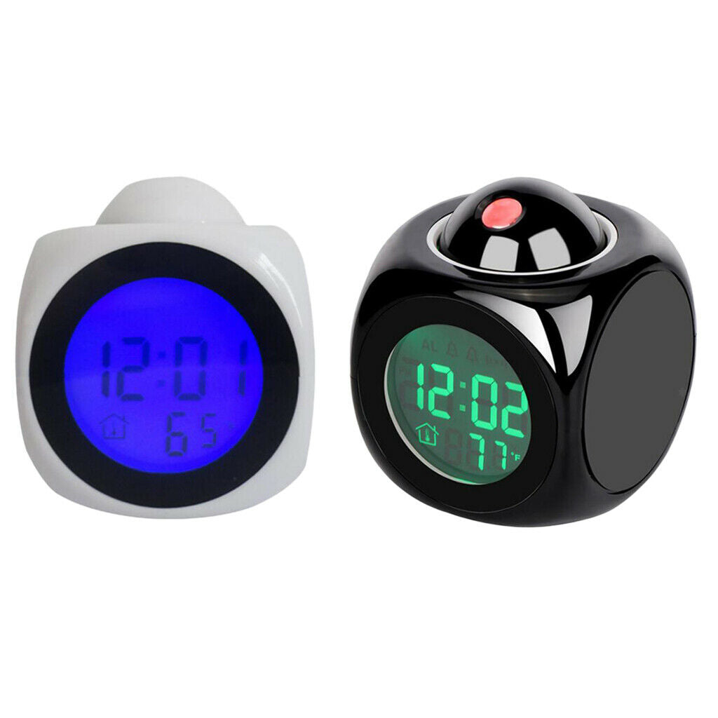 Colorful Backlight Alarm Digital Projector Projection Clock Black