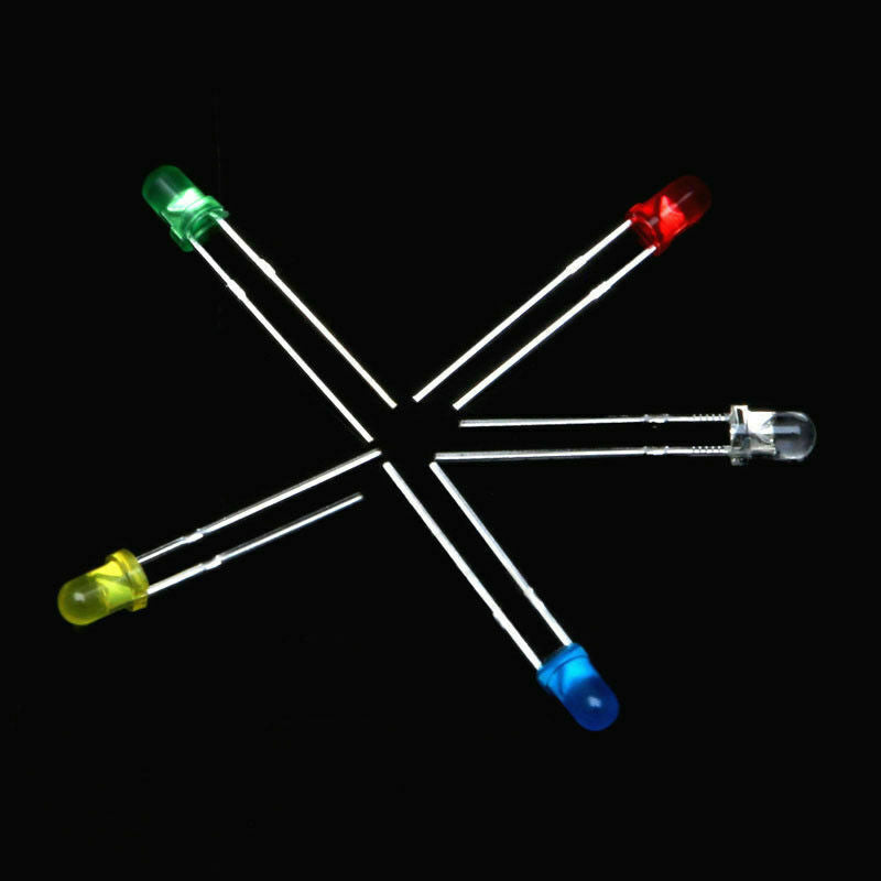 New 500Pcs 3mm LED Light White Yellow Red Blue Green Assortment Diodes DIY Kit