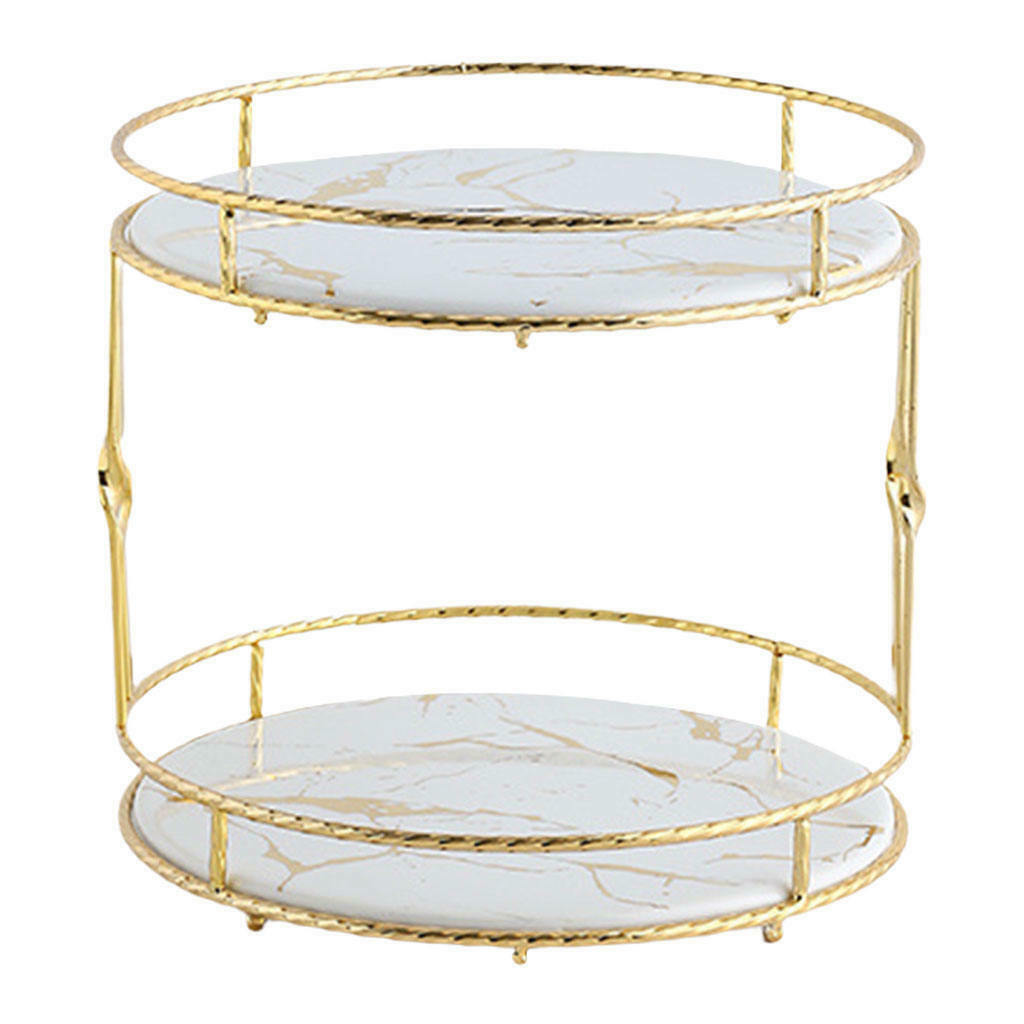 Ceramics Storage Tray Double Storage Marble Texture Bedroom Display Holder White