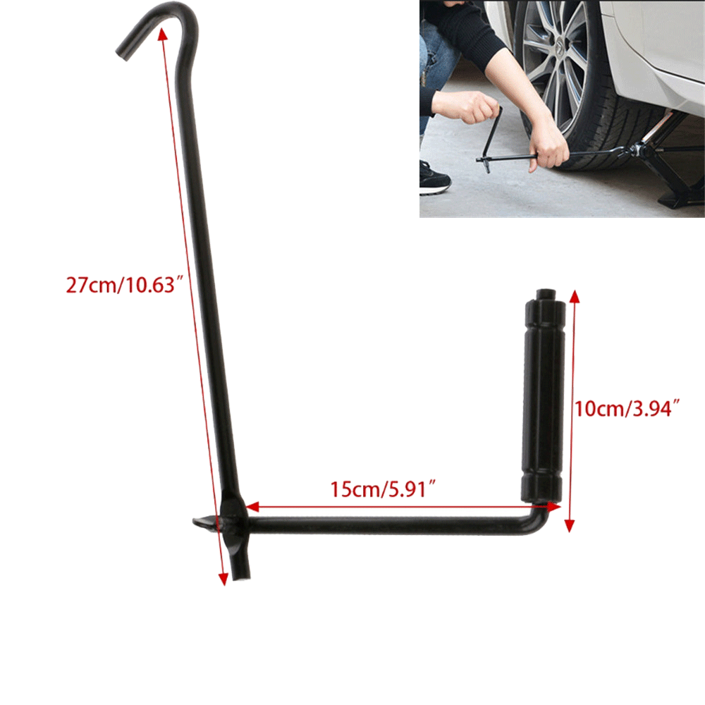 Foldable Iron Car Tire Wheel Jack Lug Wrench Rocker Black Lever Handle Lift Rod