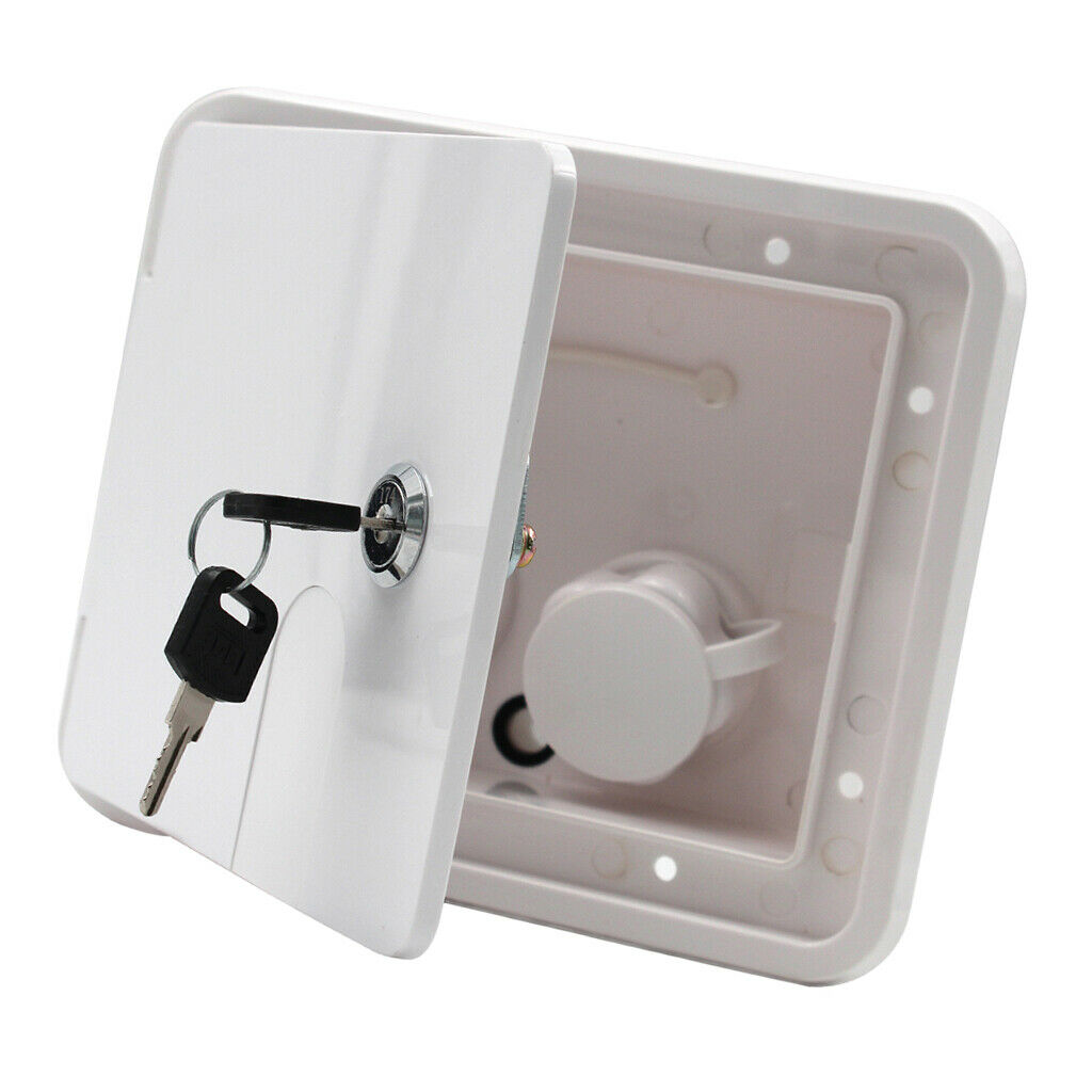Universal White Gravity Water Hatch Fill Dish Lock Keys RV Trailer #2