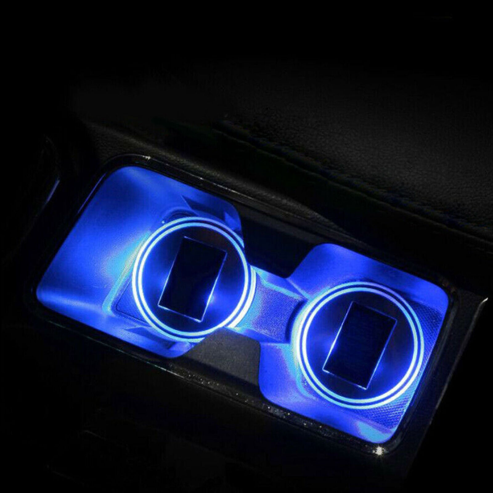 2PC LED Solar Cup Pad Car Accessories Light Cover Interior Decoration Lights