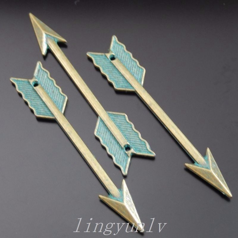 1 Lot (x16) Antiqued Patina Alloy Arrow Shaped Pendant 62x12 MM DIY Jewelry