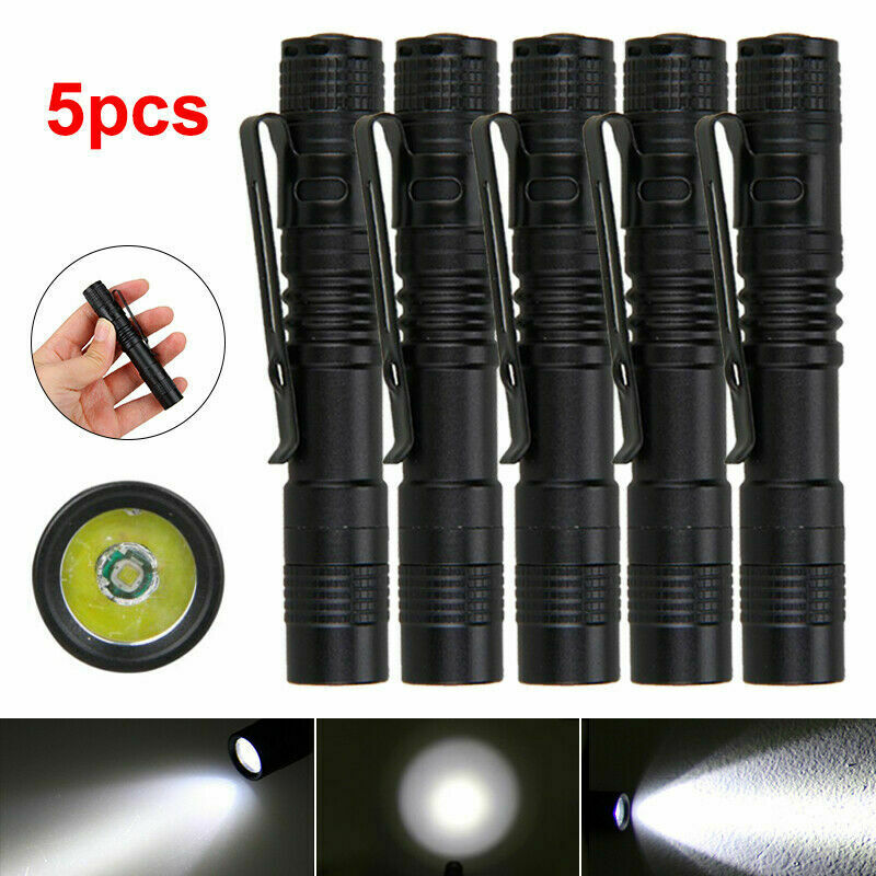 5Pcs XPE LED Flashlight Clip Penlight Mini Portable Light Pen Torch Lamp Outdoor