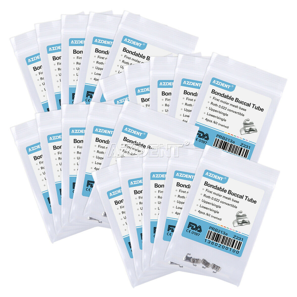 200 X Dental 1st Molar Buccal Tube Roth 022 Bondable Convertible U1/L1 4pcs/kit
