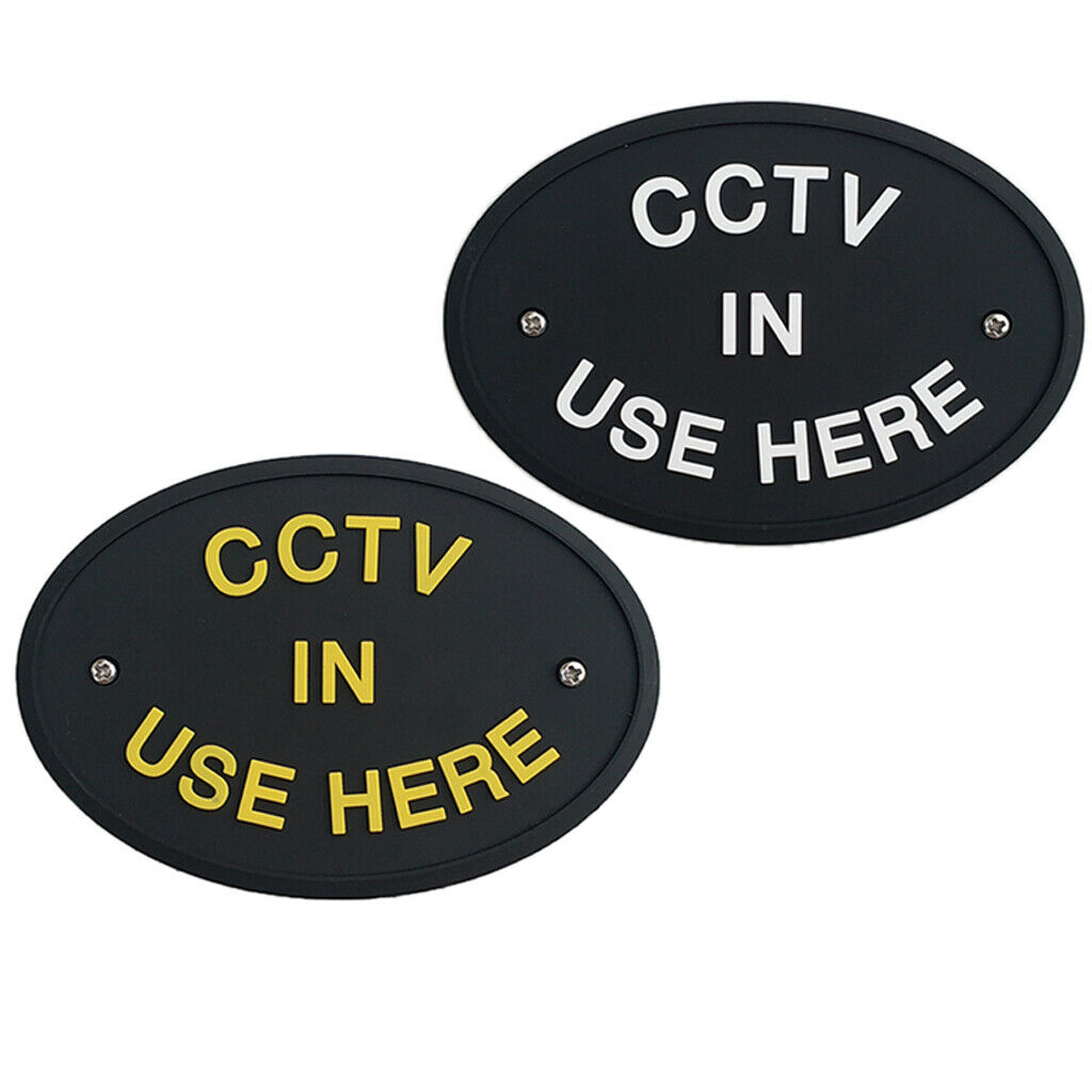 2pcs PVC Rubber CCTV in Use Warning Sign Plaque Plate Wall or Door Mounted