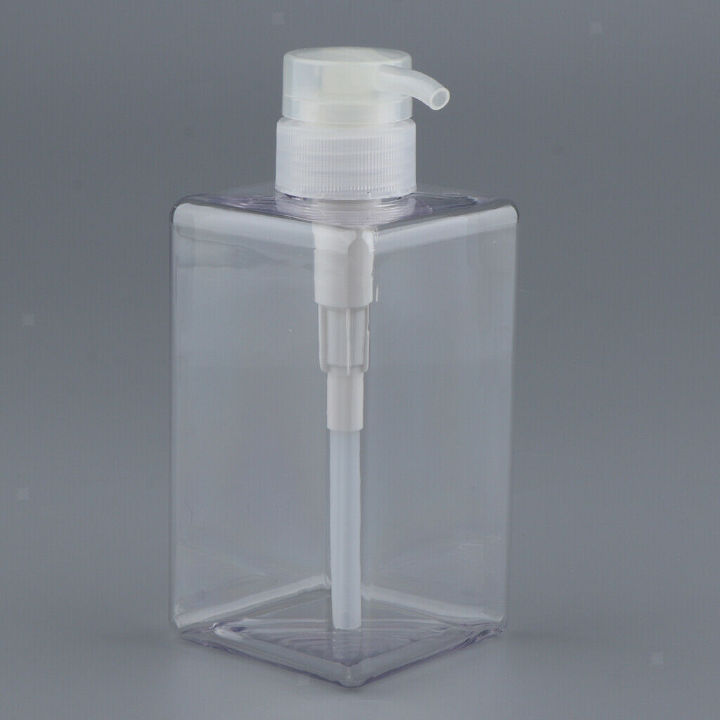 Empty Shampoo Conditioner Pump Bottle Refillable Container 450ml Clear 2pcs