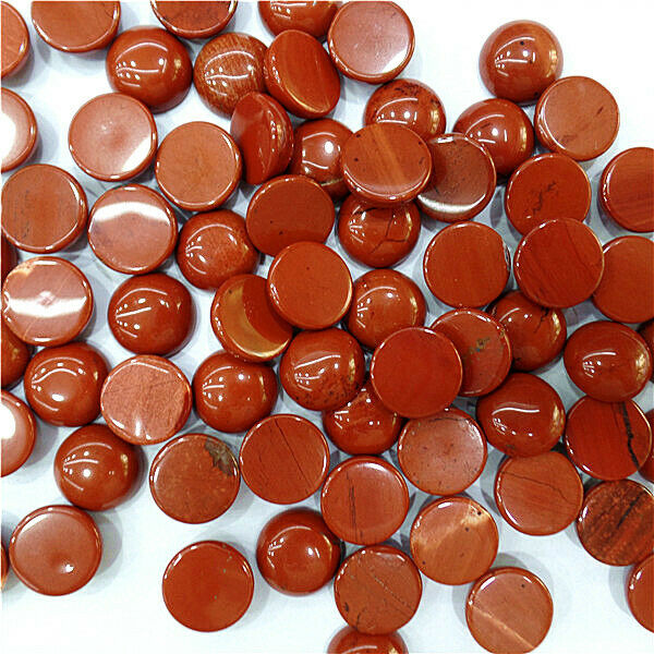 100Pcs 12mm Wholesale Natural Red Jasper Round Cab Cabochon Accessories HH7073