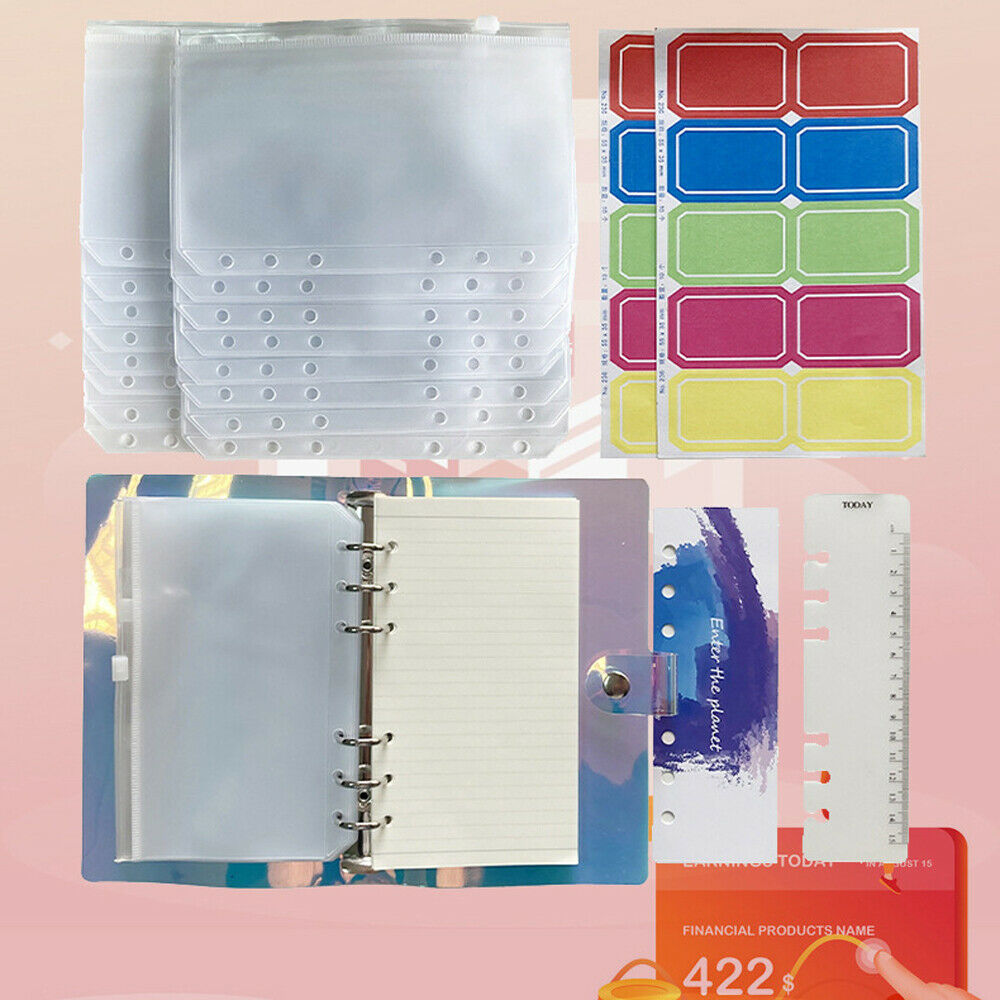Notebook Binder Personal Planner Budget Organizer Zipper Folder Envelope Pocket