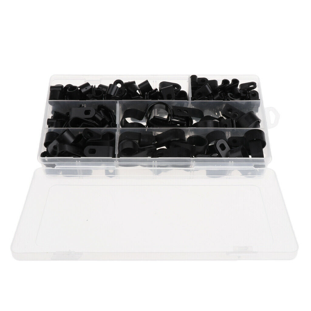 200 Pieces Nylon Screw Wire Clips R-type Cable Clamp Fasteners Tubing Clips