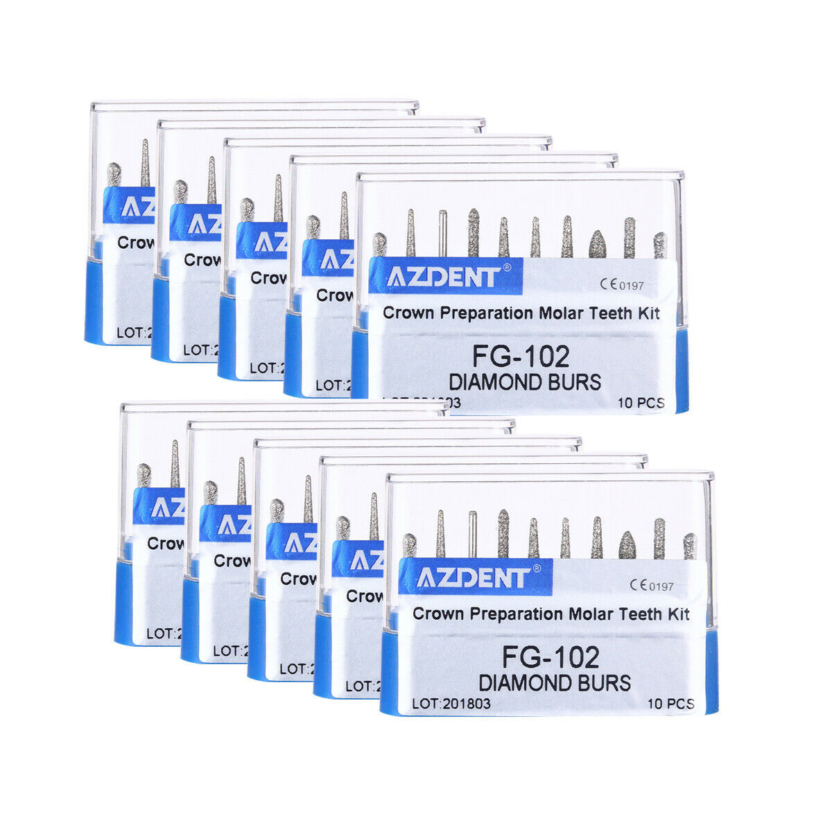 50 X Dental Diamond Burs Trimming/Finishing For High Speed Handpiece FG-102