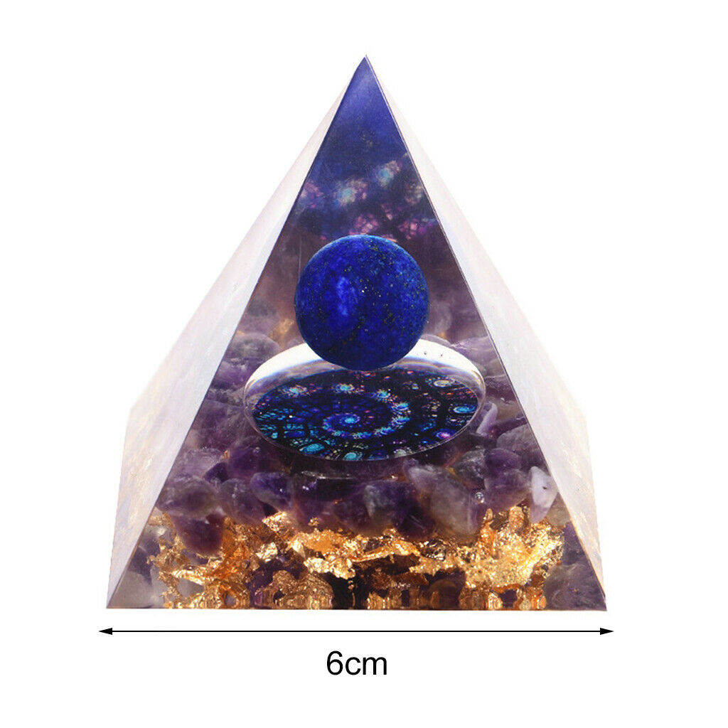 60x60mm Crystal Decorative Pyramid Meditation Astrology Amethyst Ornament