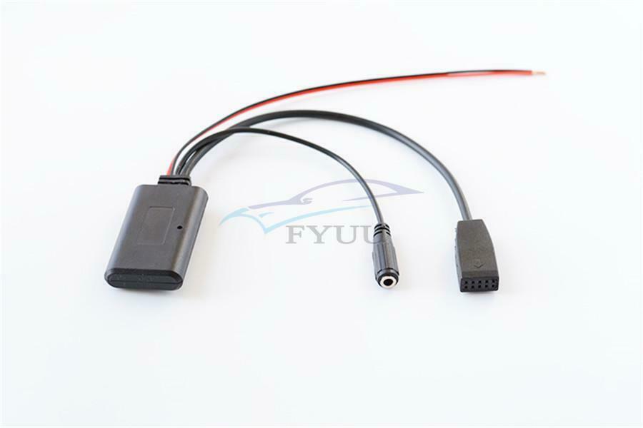 Car 10-pin Bluetooth 5.0 Audio Cable Auxiliary Adapter + Microphone For BMW E46