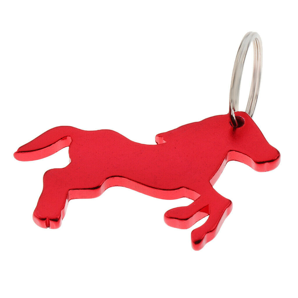 Aluminum Horse Pattern Bottle Opener Key Ring Keychain Bag Pendent Red