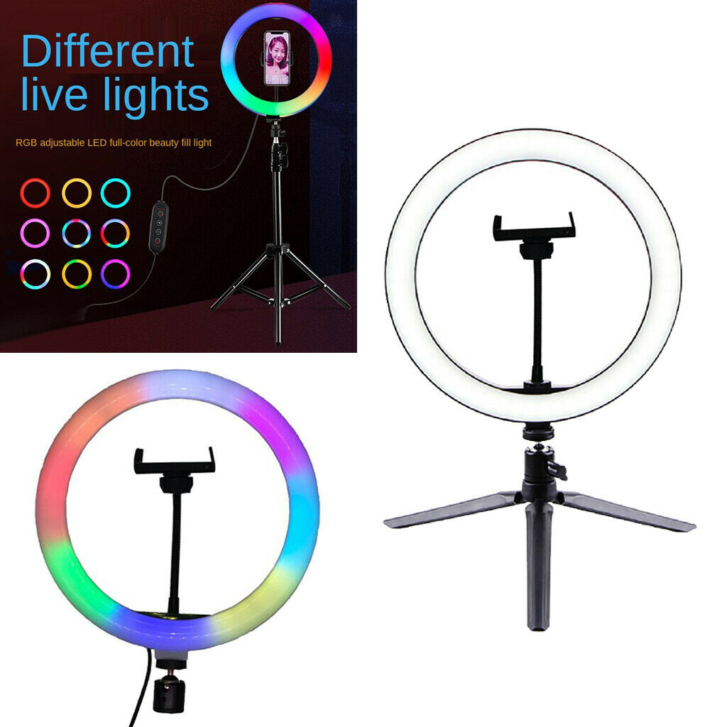 10" LED  Light with Remote Selfie Stick Tripod Stand Phone Clamp for Makeup